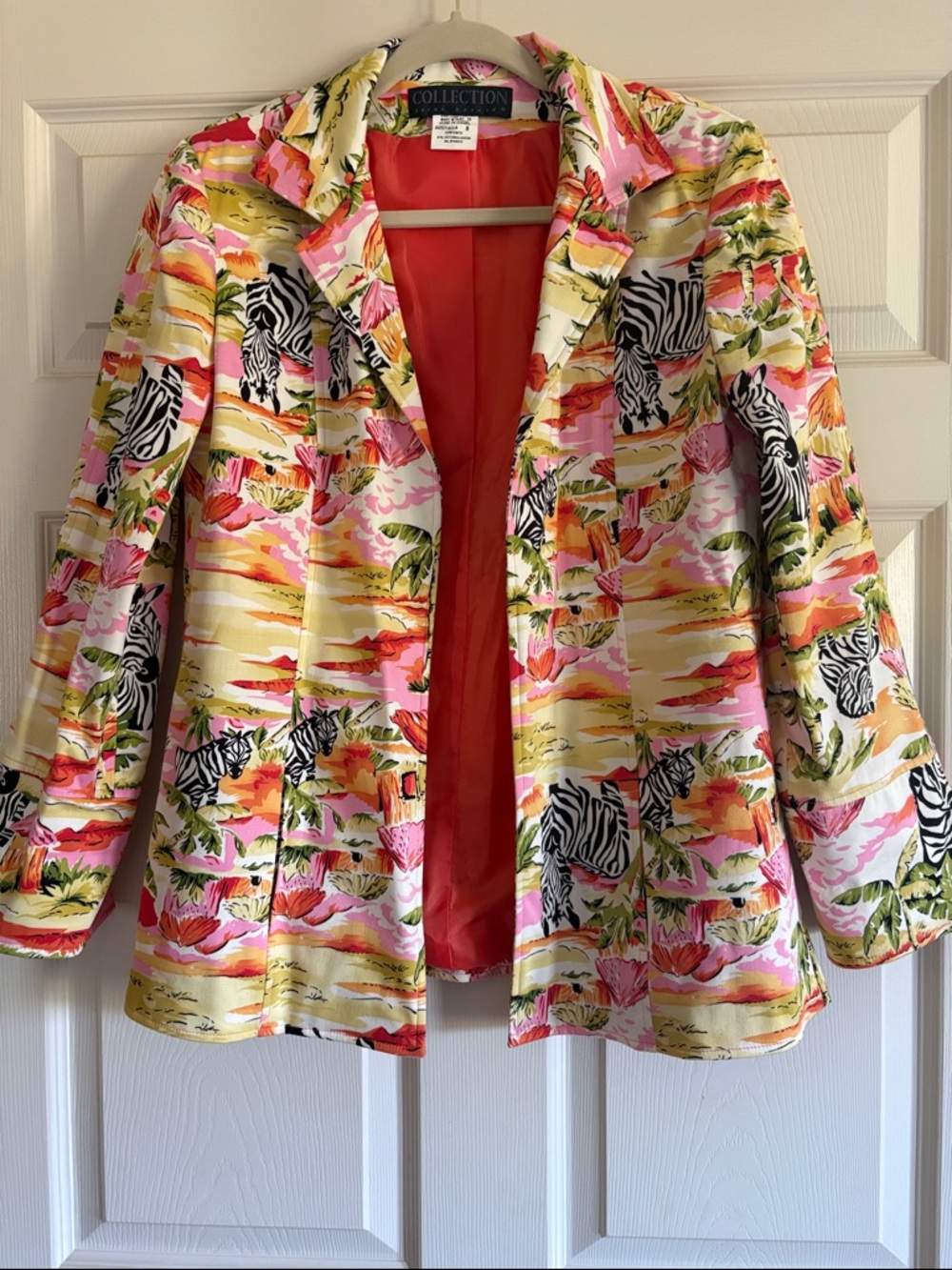 Collection B Pink & Yellow Floral Zebra Blazer